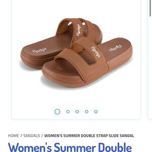 Women's Brown Double Strap Slide Sandals